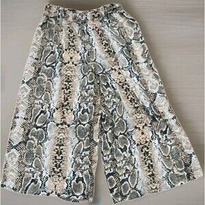 Myra Bag Women’s Large Snake Print Wide Leg Palazzo Pants Boho Festival Cropped